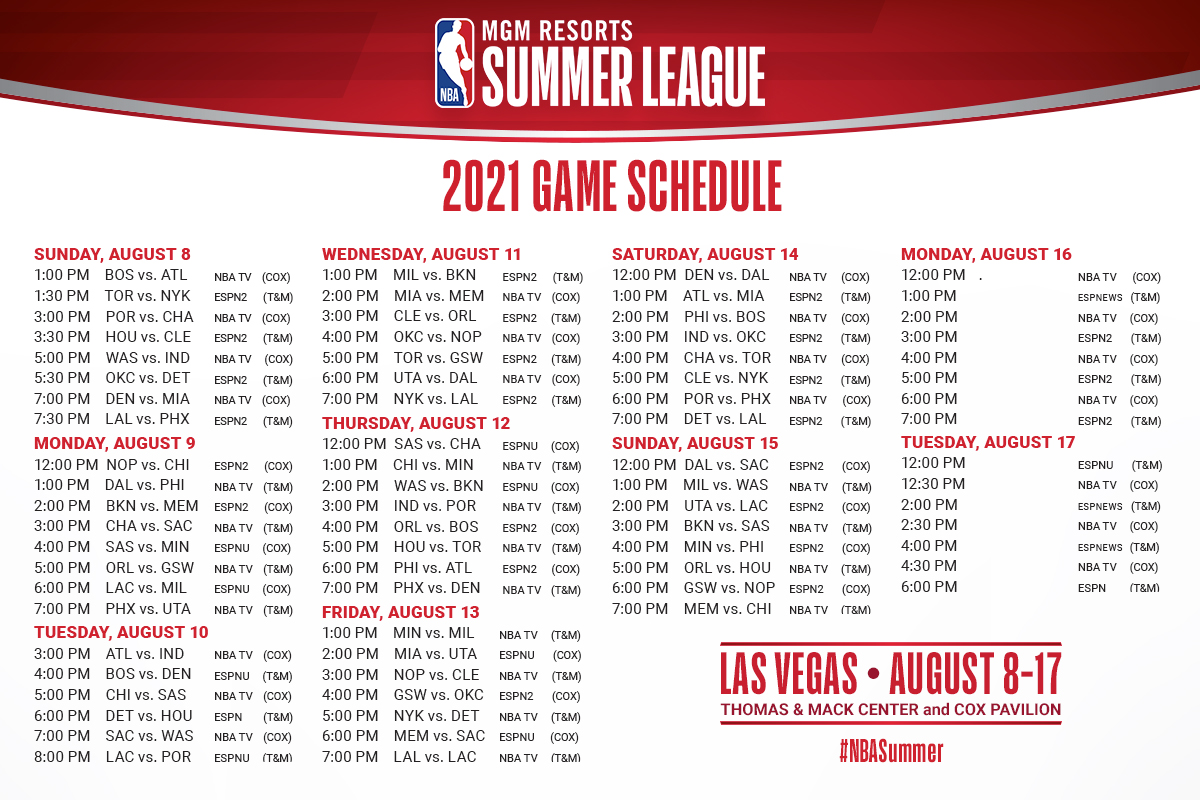 2021 SCHEDULE Vegas Summer League Events